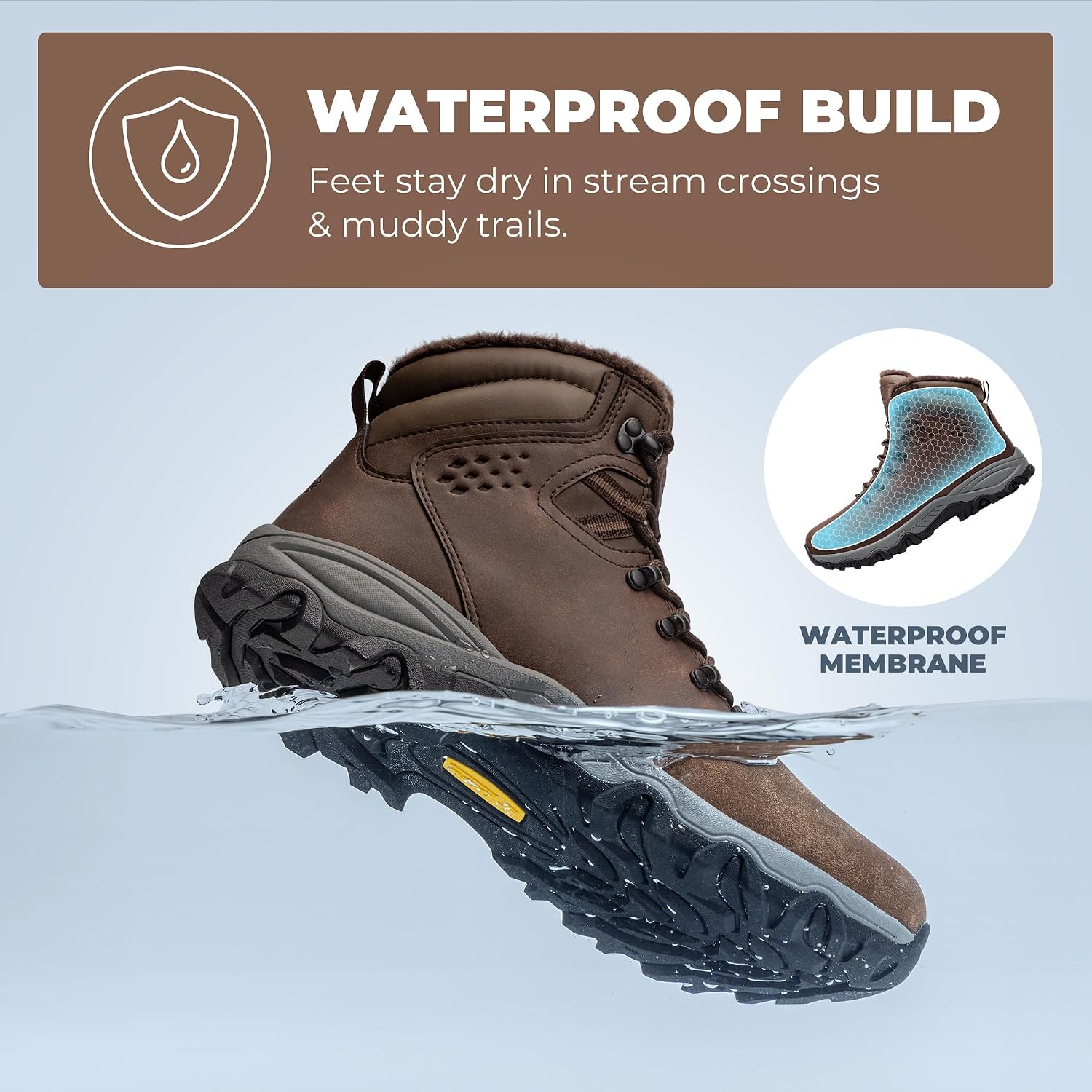 NORTIV 8 Men's Hiking Winter Insulated Snow Boots