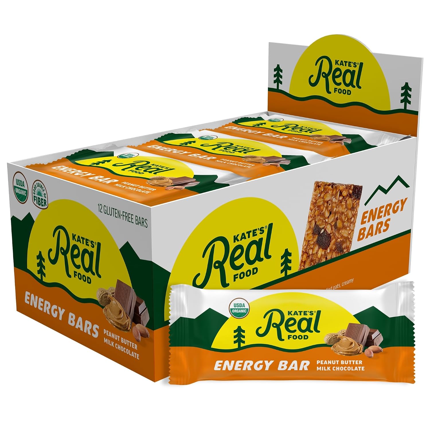 Kate's Real Food Organic Granola Bars PB Milk Choc (2.2 oz, Pack of 12)