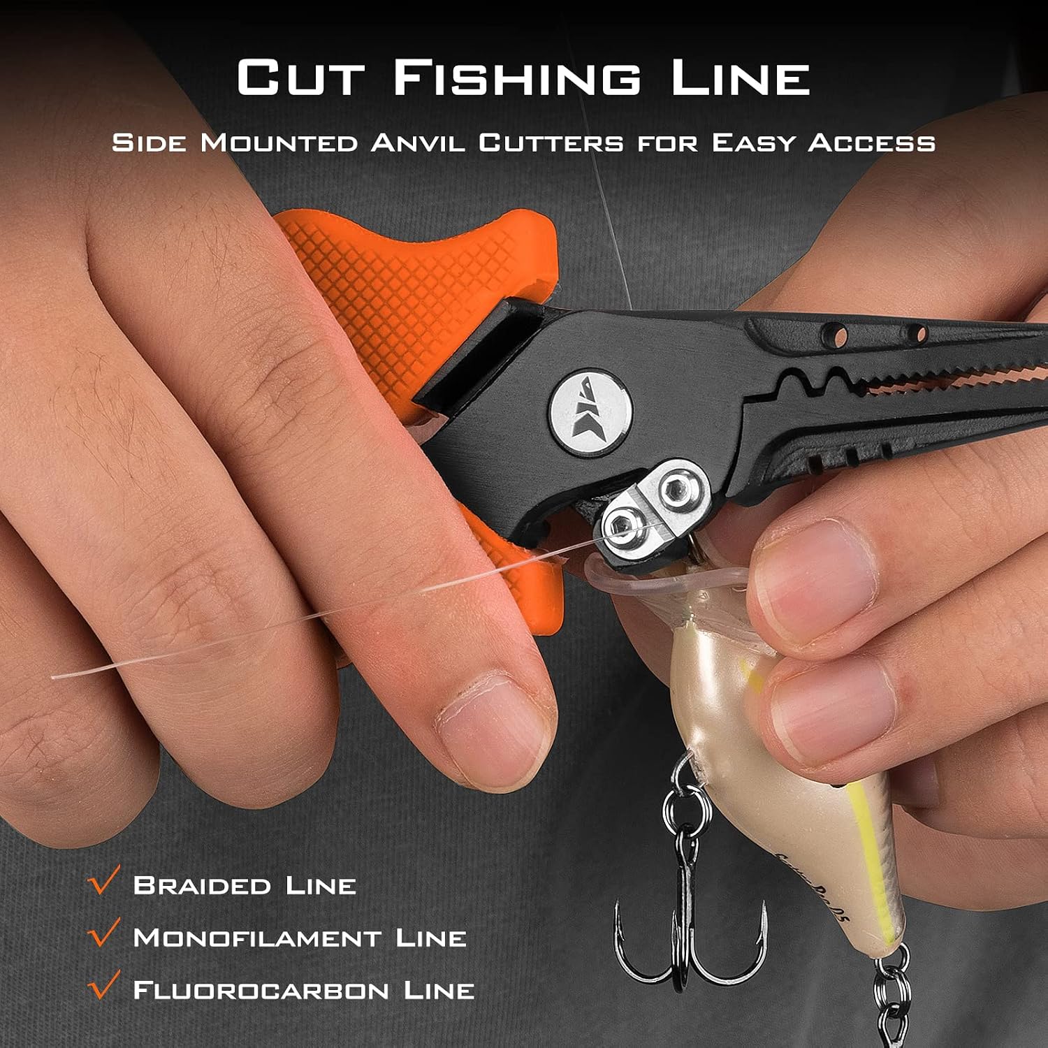 KastKing Cutthroat 7.5" Saltwater Fishing Pliers & Scissors Set, Orange