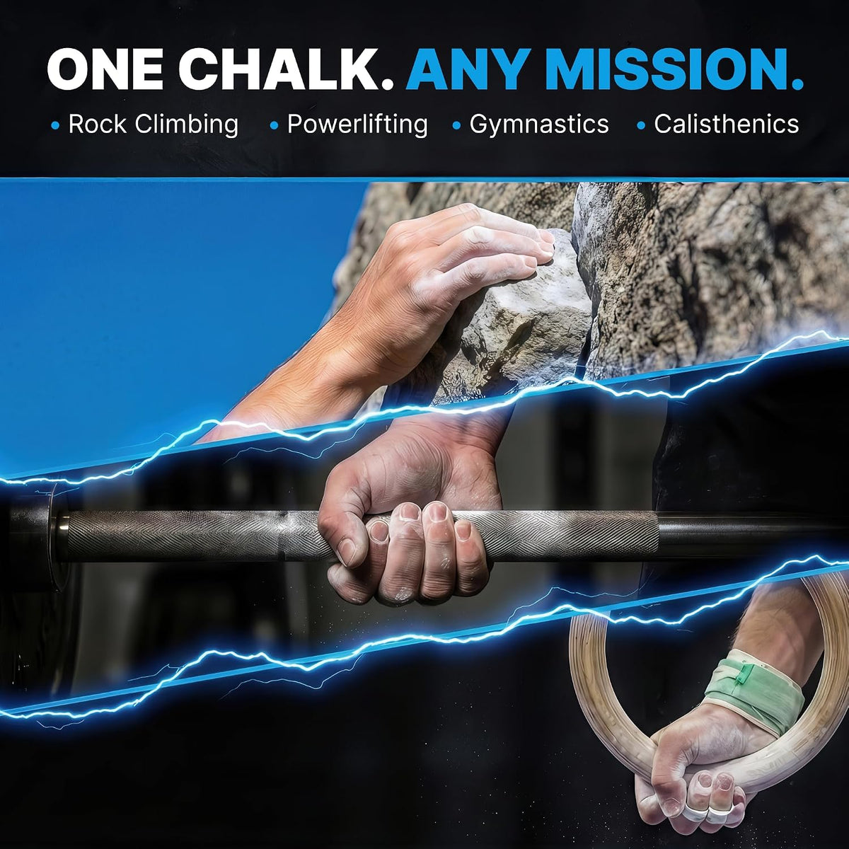 Climbing Chalk 200g, Pro Friction Gymnastics Chalk 100% Magnesium | Non-Toxic Grip for Lifting, Rock Climbing, Gym & Weights! Long Lasting & Skin Friendly