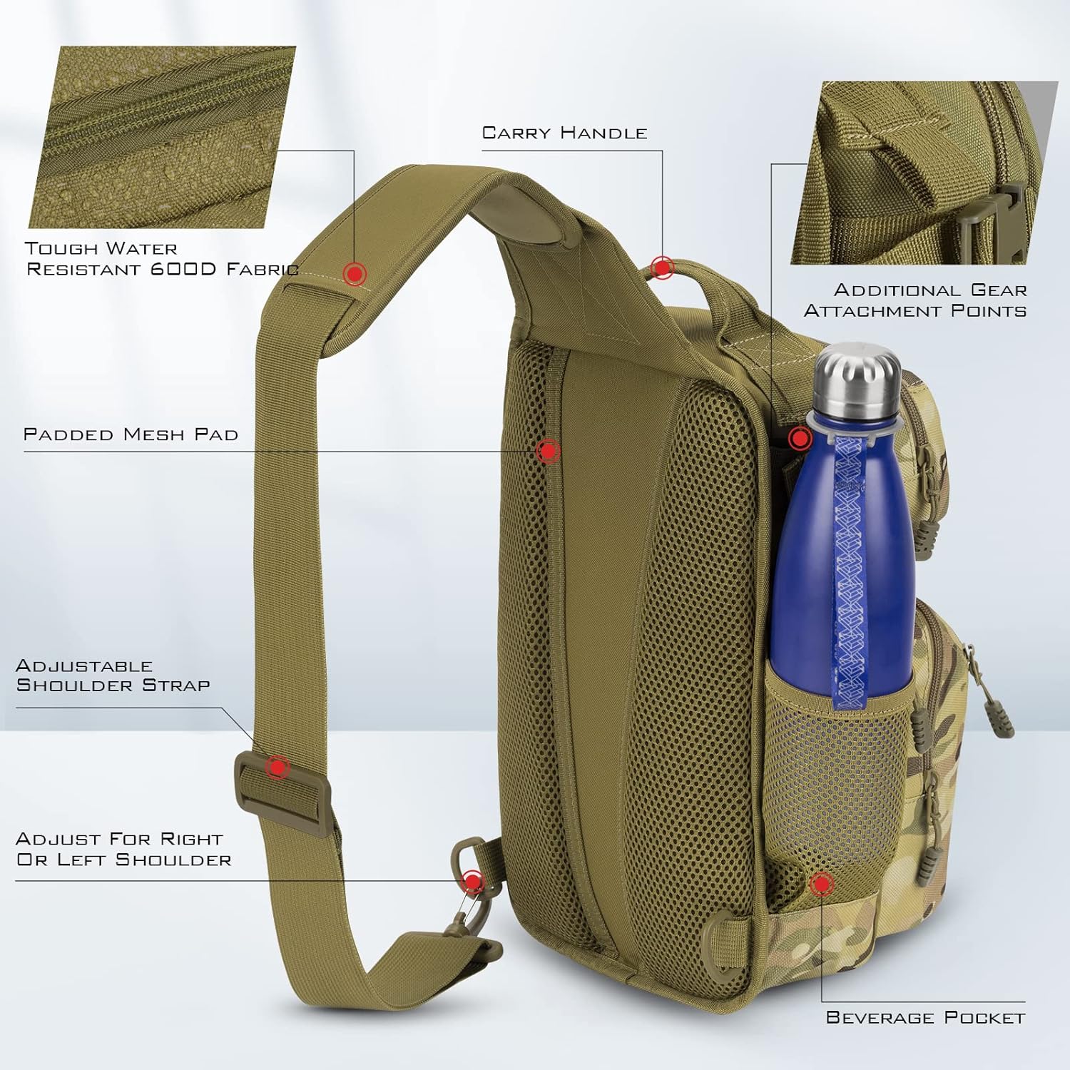 KastKing Blowbak Fishing Sling Bag, Fishing Backpack with Rod Holder
