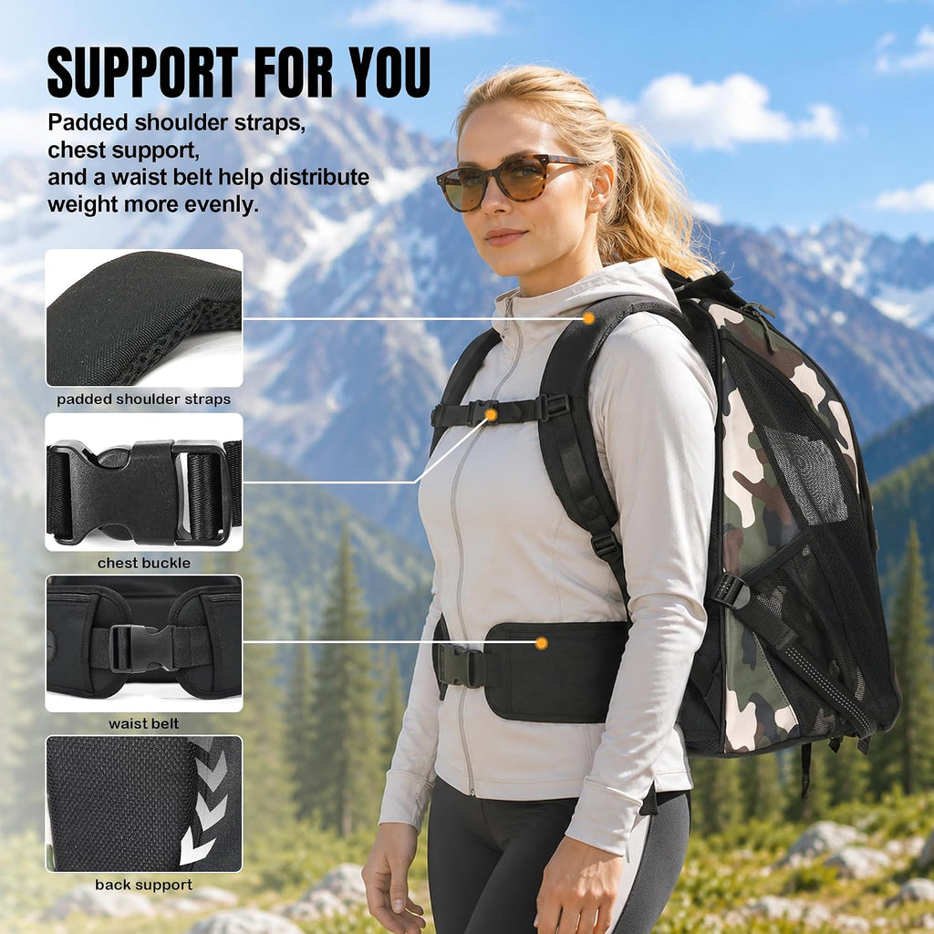 Dog Backpack Carrier for Hiking, Supportive Small Dog Carrier Up to 20 lb