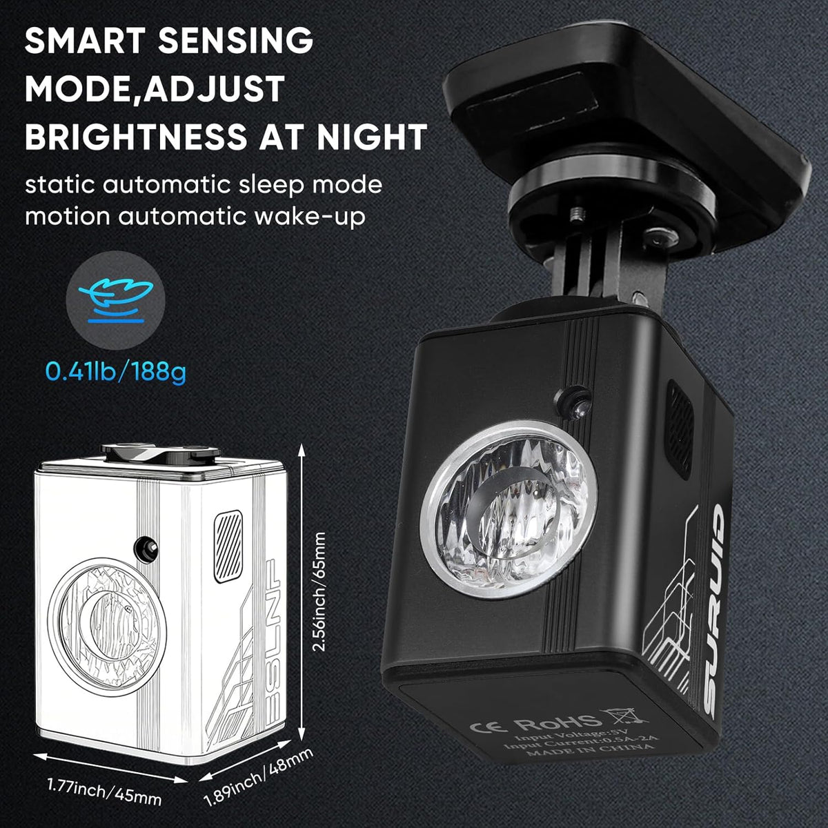 Suruid Super Bright Bike Lights, Durable Aluminum, IPX6 Waterproof
