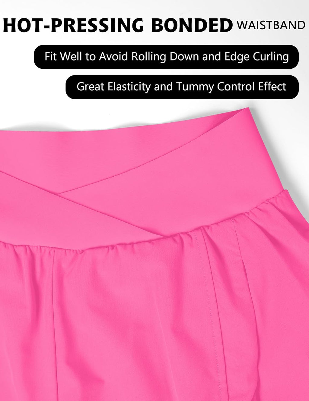 Blooming Jelly Women's Athletic Running Shorts Crossover Gym Workout Shorts