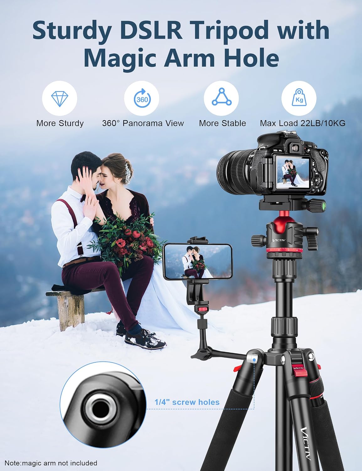 78" Porfessional Tripod for Camera & Phone, Victiv Aluminum Tripod Monopod