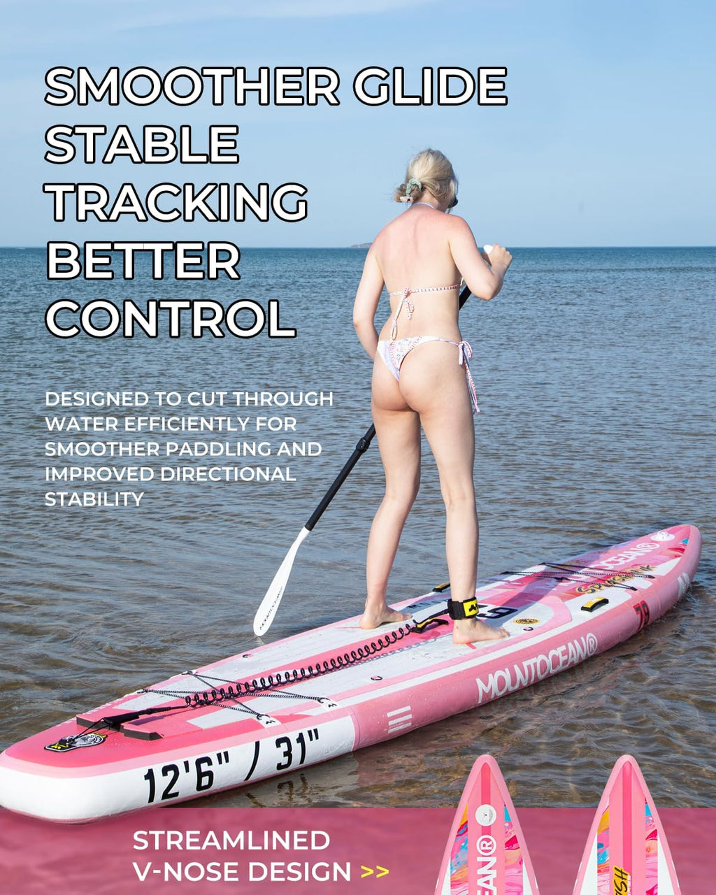 MOUNTOCEAN Premium Extra Wide Inflatable Paddle Board with SUP Accessories