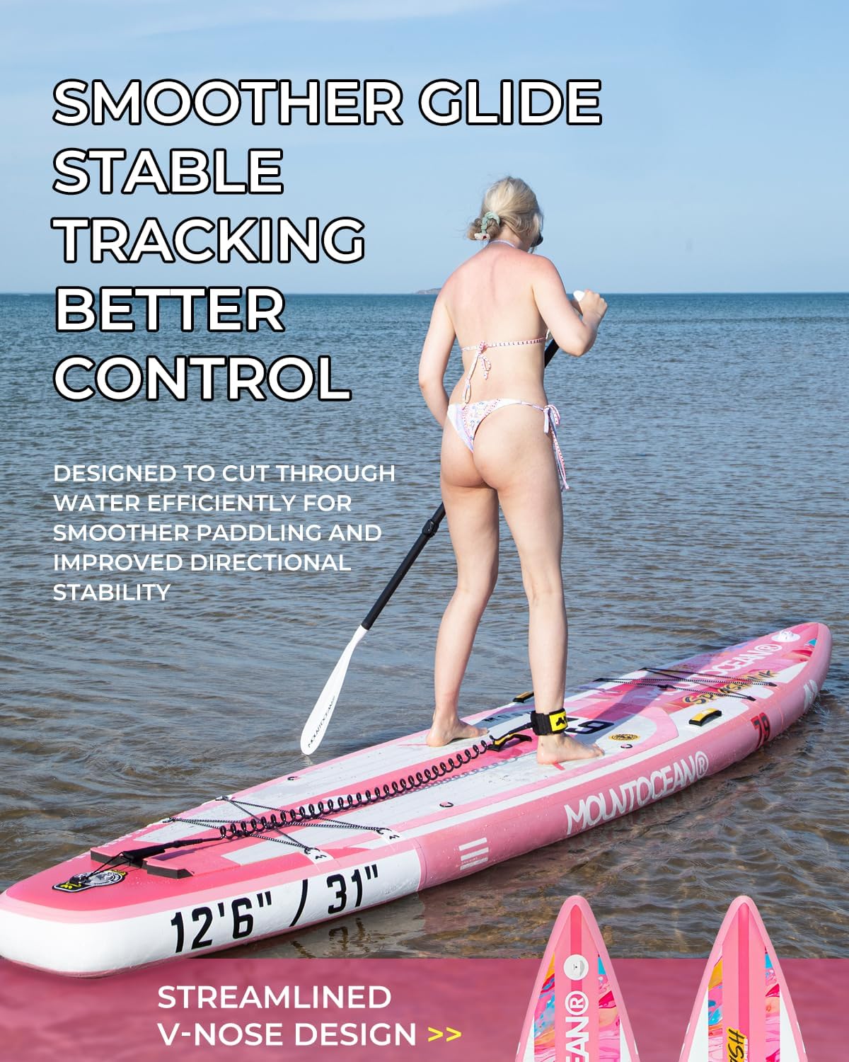 MOUNTOCEAN Premium Extra Wide Inflatable Paddle Board with SUP Accessories