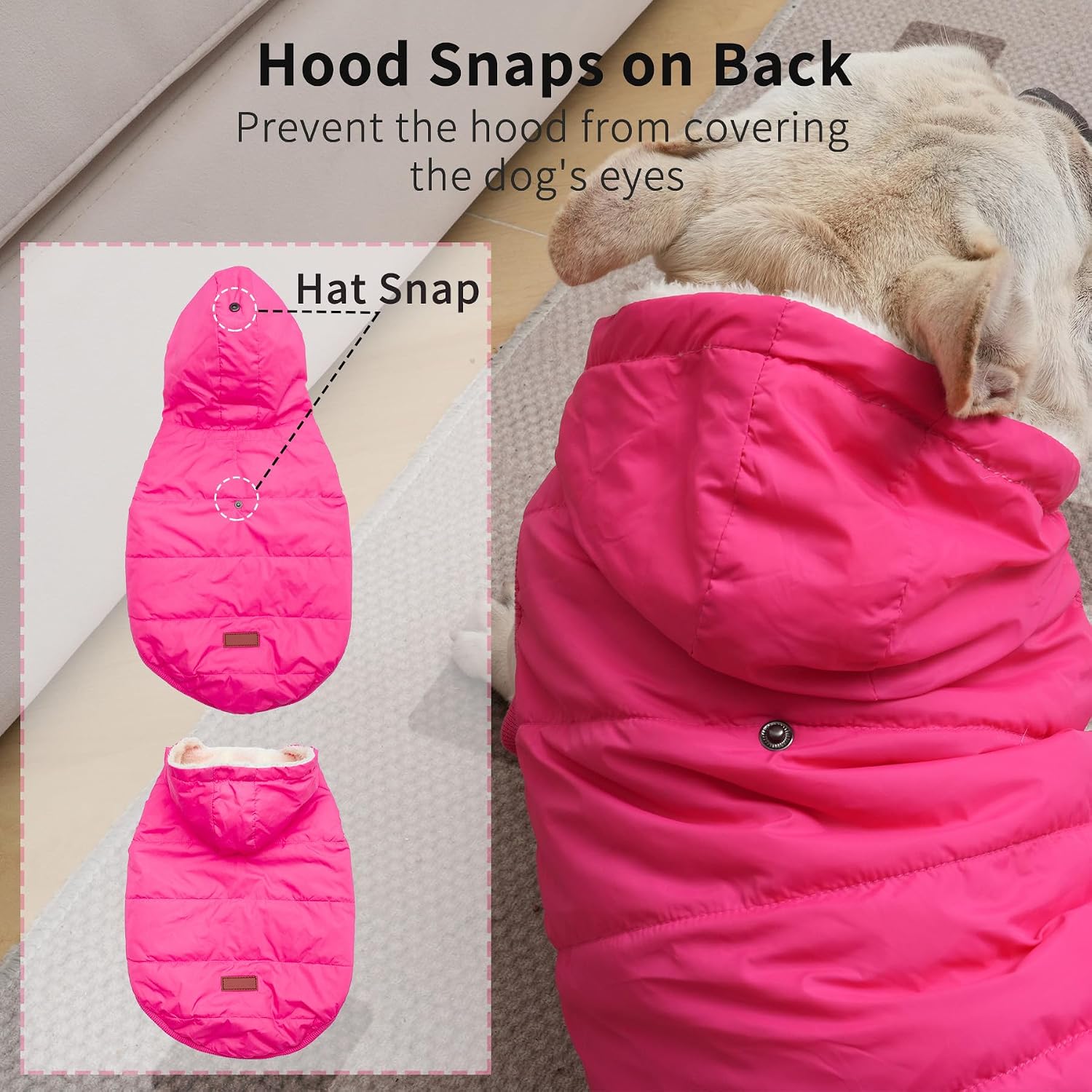 Vecomfy Warm Dog Coats with Hoodie,Winter Dog Jackets for Large Dogs