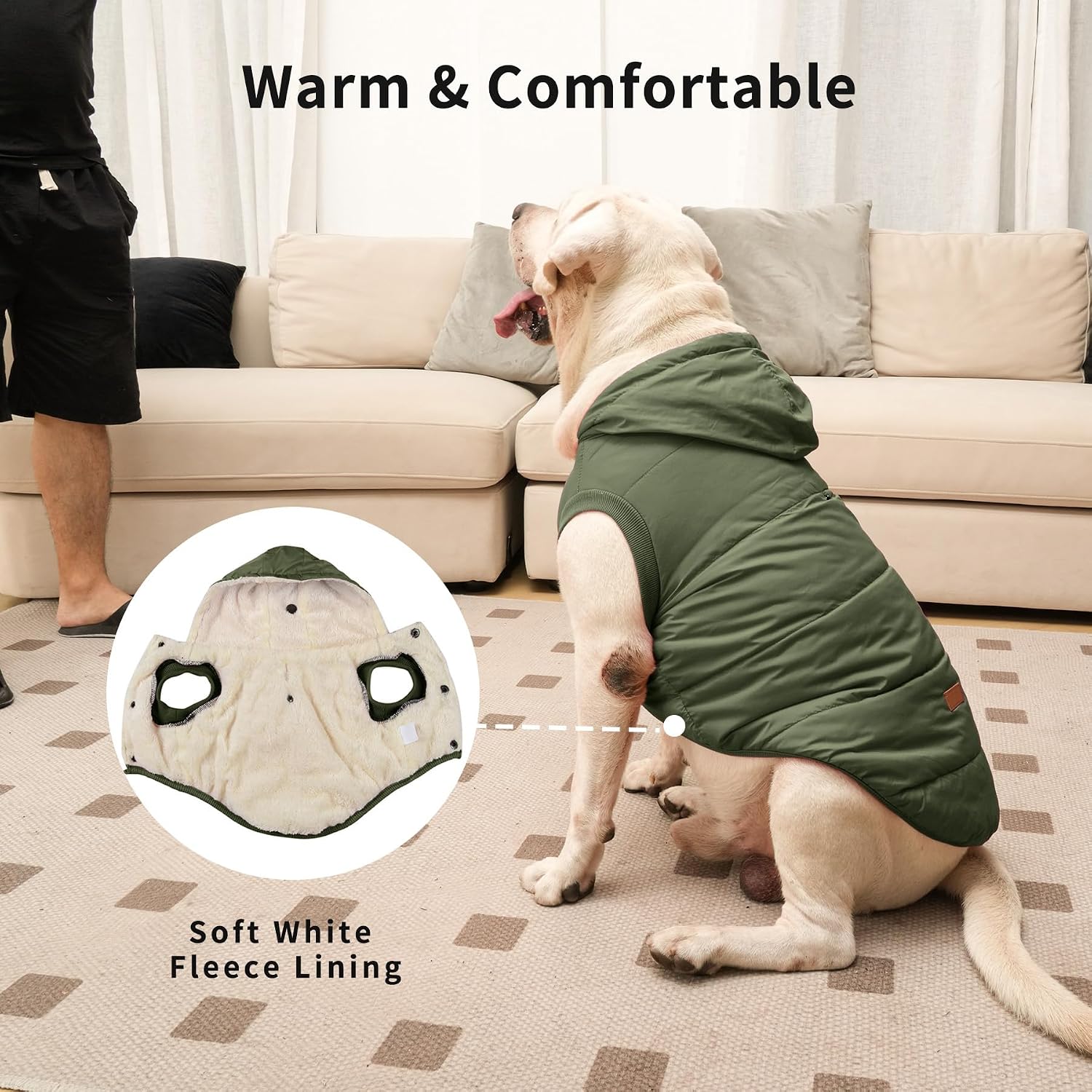Vecomfy Warm Dog Coats with Hoodie,Winter Dog Jackets for Large Dogs