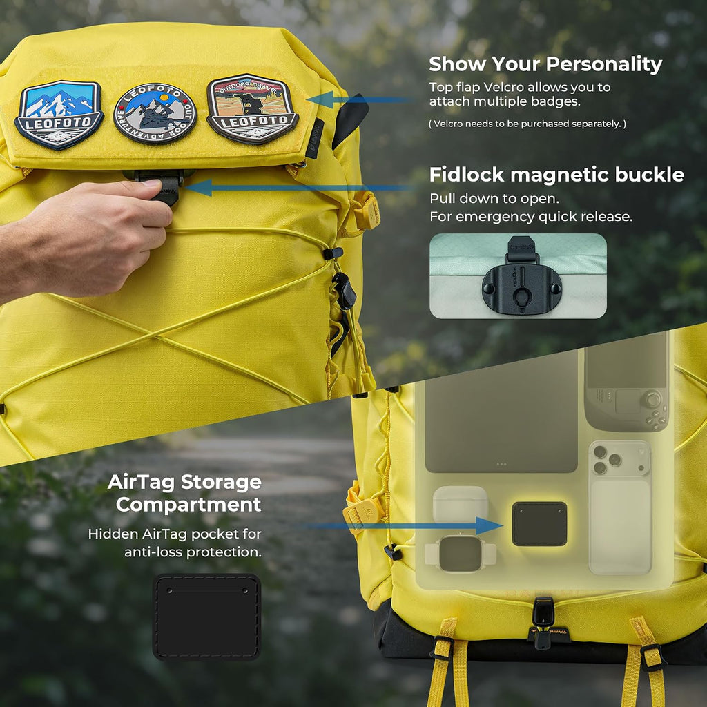 LEOFOTO 35L Waterproof Travel Camera Bag Backpack for Photographer - Yellow