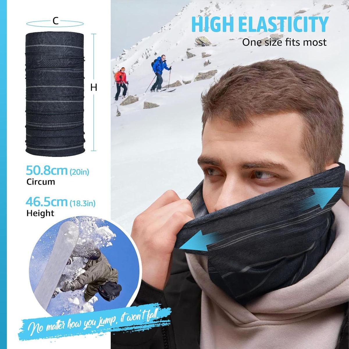 Awumbuk Neck Gaiter for Men Women, 6 Pack Face Mask Breathable Face Cover for Sun UV Protection Bandana Scarf Cycling Running