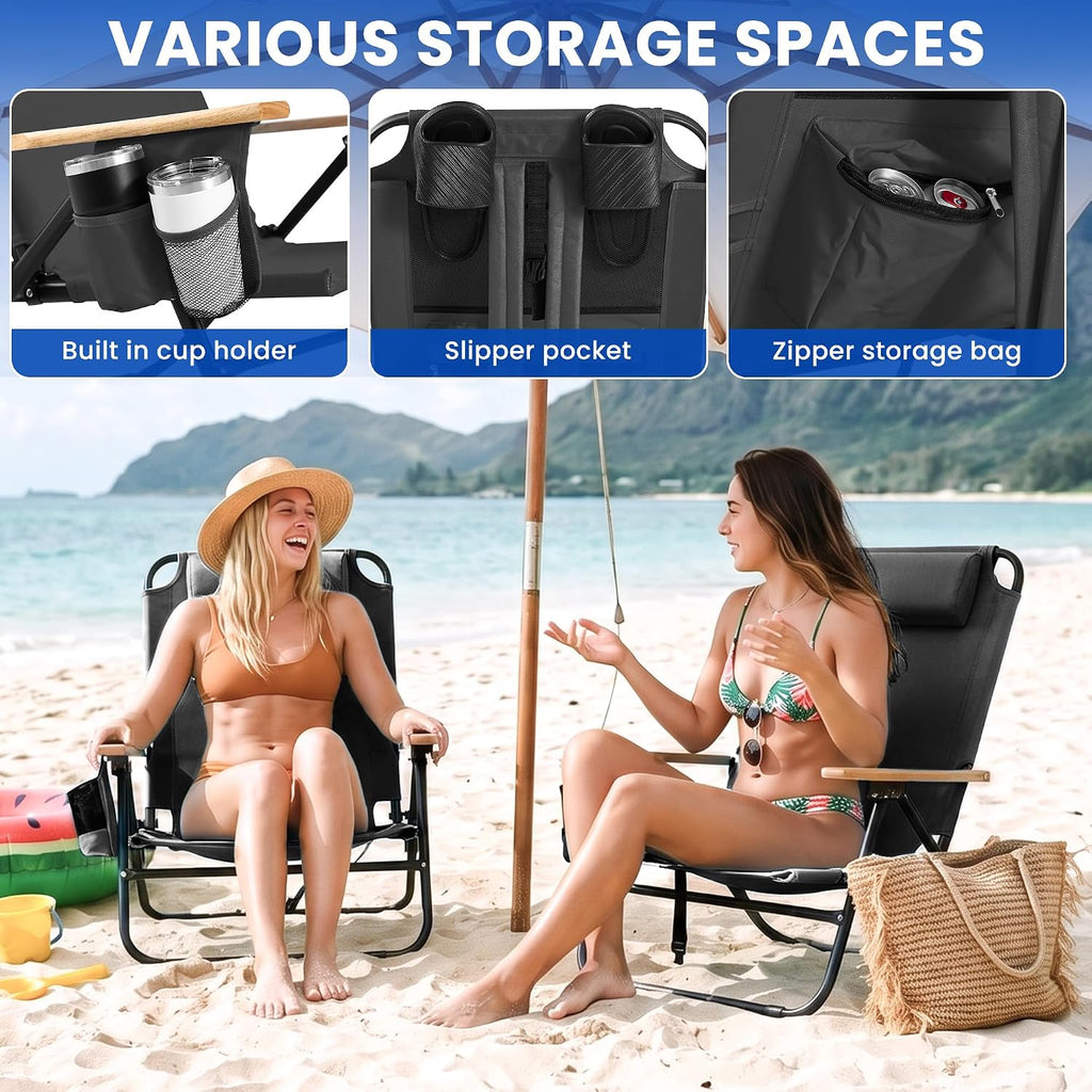 Portable Backpack Beach Chair for Adults,Black