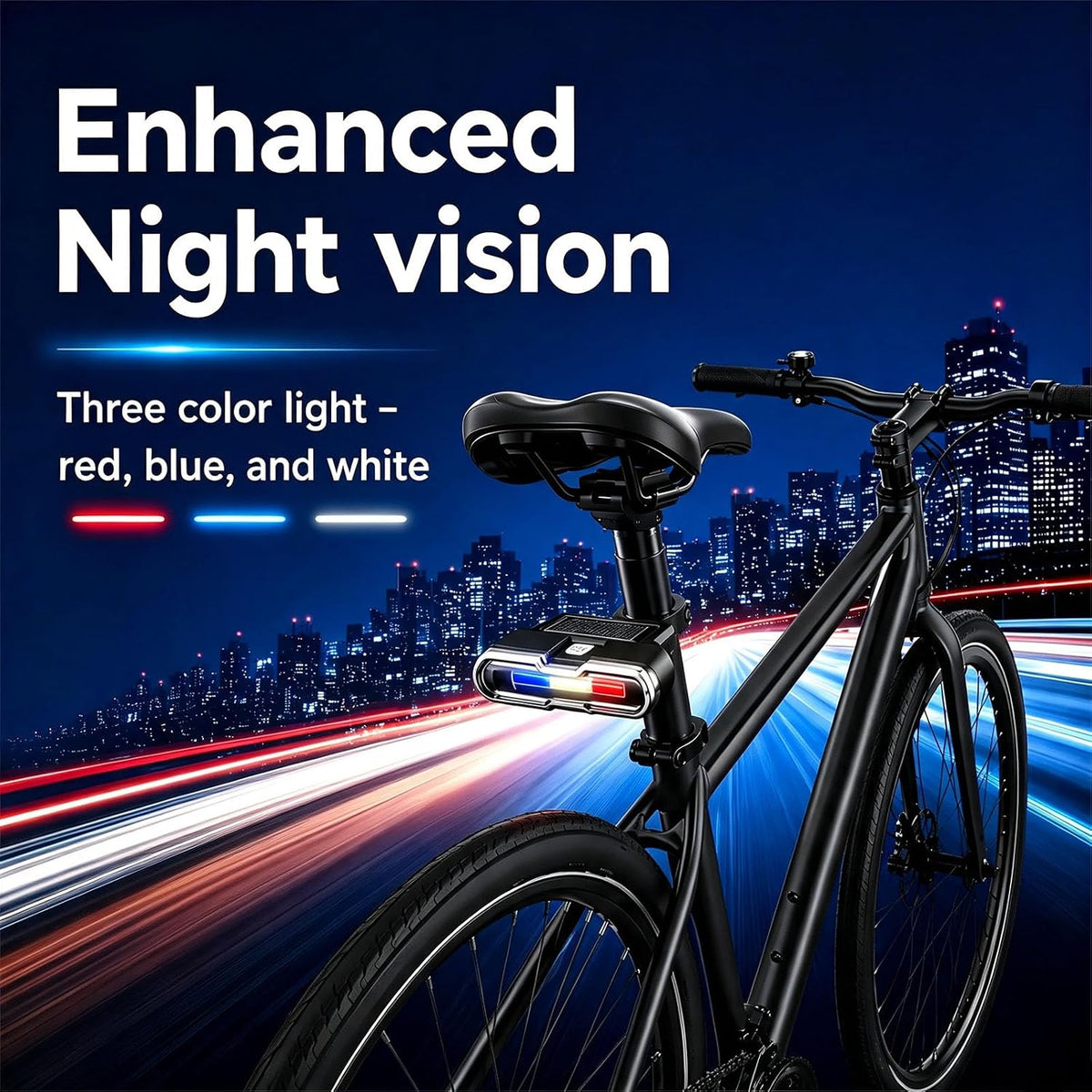 7 Mode Bike Lights with Solar Power Charge, Smart Sensing Bicycle Lights