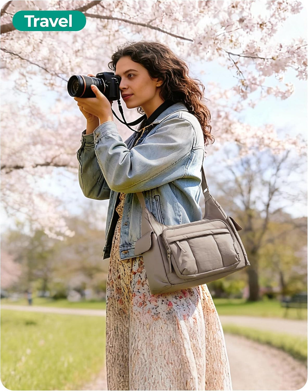 BAGSMART 2 in 1 Puffy Camera Bag for Photographer Everyday Shoulder Bag