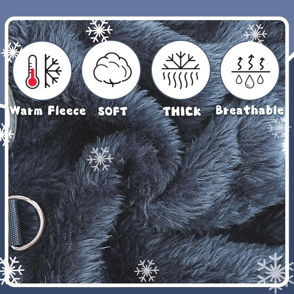 Fleece Dog Pajamas Winter Warm Dog Sweater for Small Dogs Thermal Soft Puppy Pjs Coat Stretchy Jumpsuit Doggie Pet Clothes Outfits Cat Apparel (Navy Blue, X-Small)