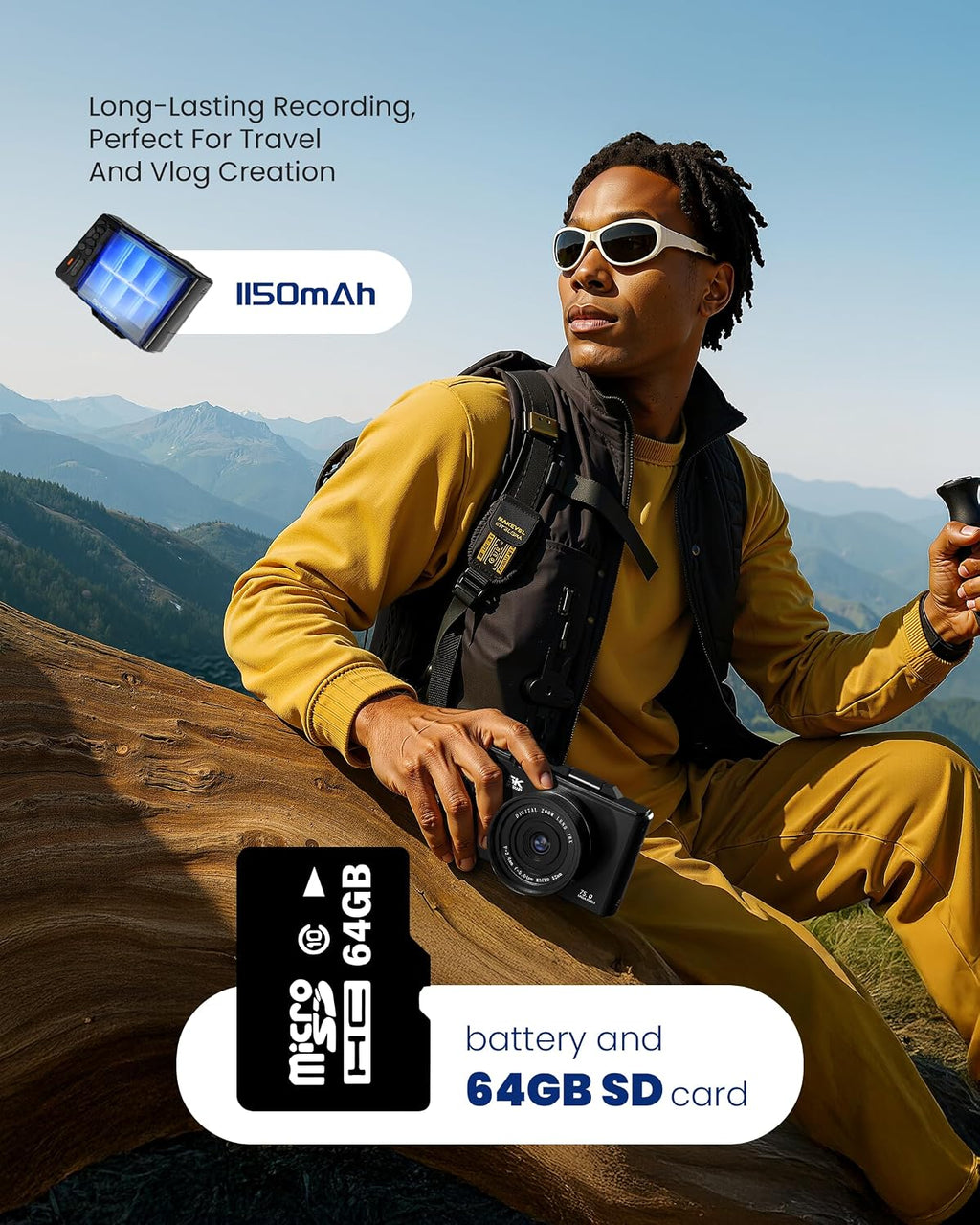 5K 75MP Digital Camera for Photography with WiFi - Autofocus Vlogging Camera for YouTube with 64GB SD Card, 18X Zoom 3" 180° Flip Screen Compact Travel Camera with 2 Batteries for Teens and Beginner