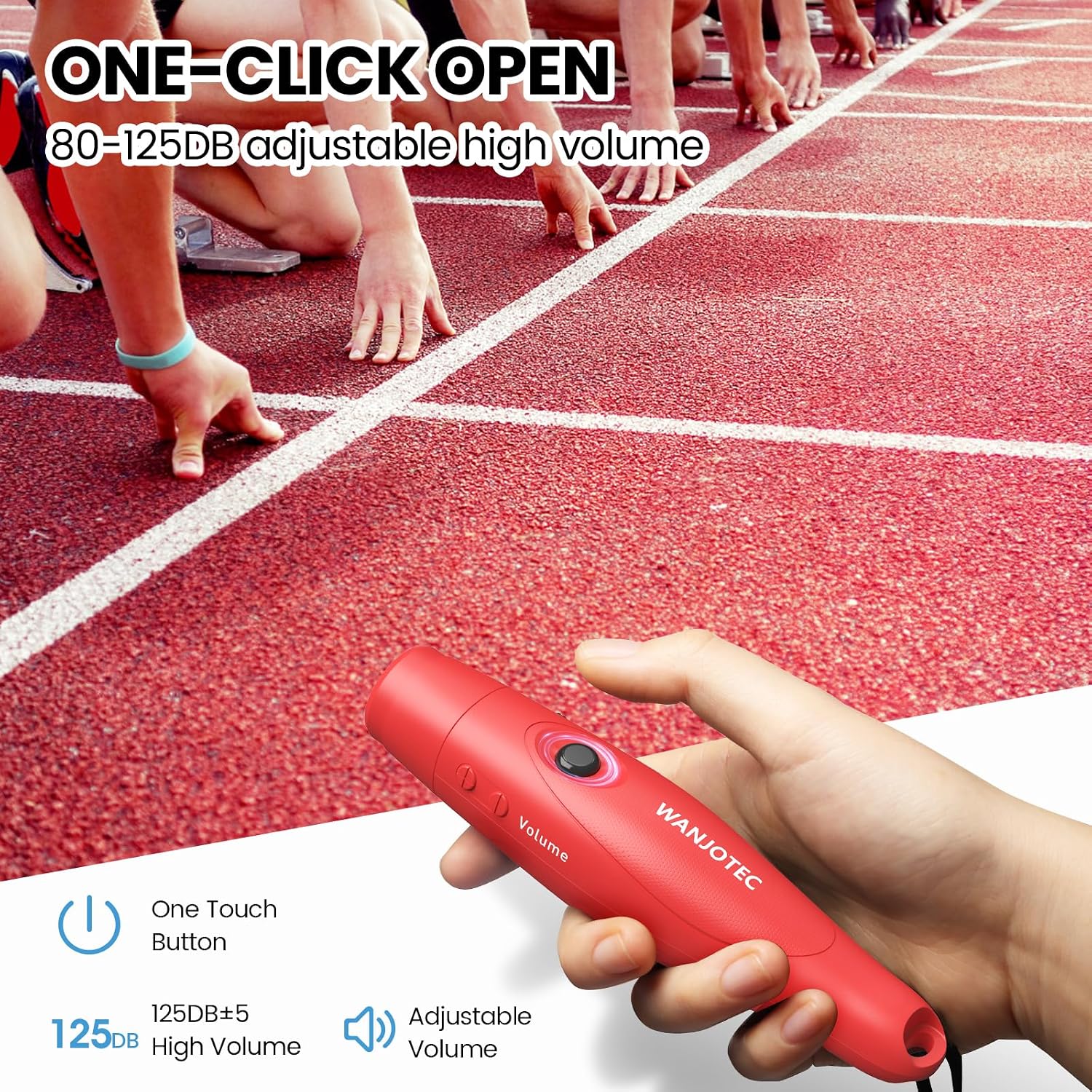 Electronic Whistle for Teacher Coaches, 3 Tones Adjustable 130db Loudest High Volume Handheld Emergency Electric Whistles for Referee, P.E.Outdoor Sports Whistles with Lanyard