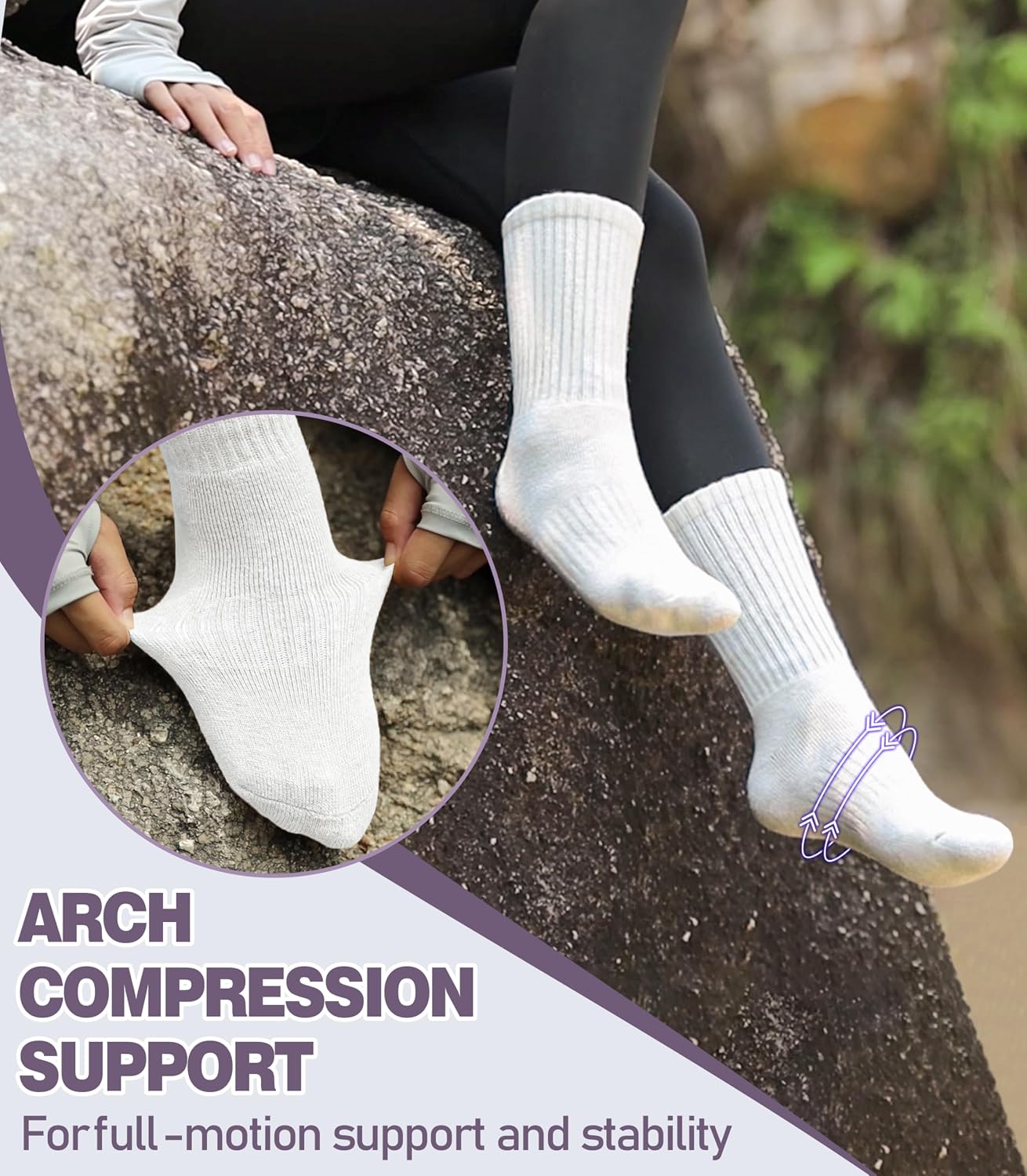 DYW Merino Wool Hiking Socks for Women Men Thermal Warm Winter Boot Crew Cushion Work Ladies Socks 5 Pairs