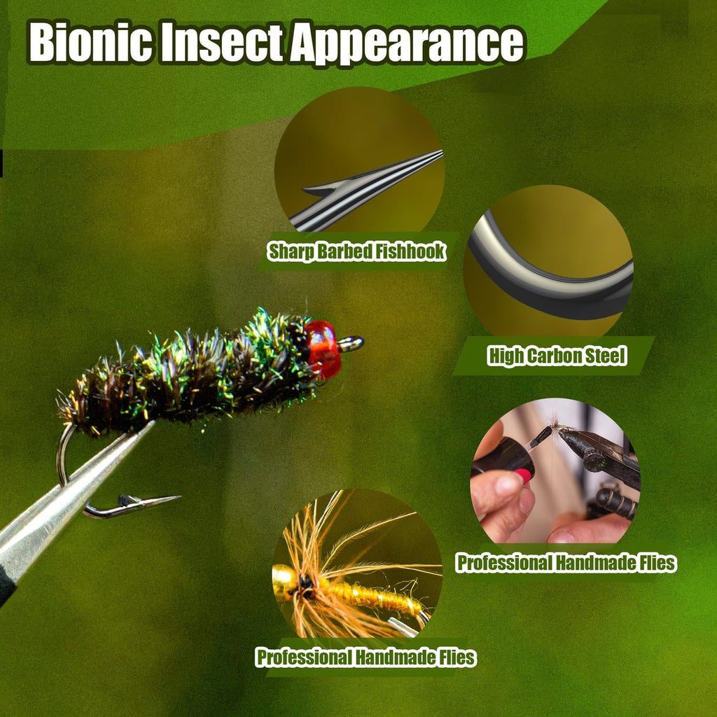 80 pcs YDIUDL 3rd Gen Fly Fishing Flies Kit, Hand-Tied Dry Flies