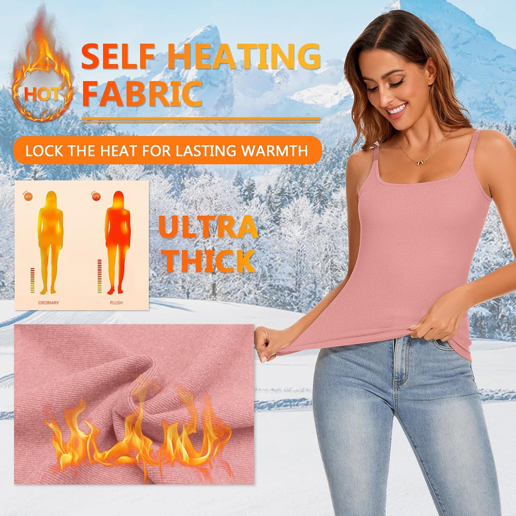 WOWENY Thermal Tank Tops for Women Adjustable Straps Warm Base Layer Shirt