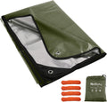 RedSwing Insulated Tarp, Multipurpose Emergency Thermal Tarps, Waterproof All Weather Heavy Duty Heat Reflective Survival Blanket for Camping Hiking, Green