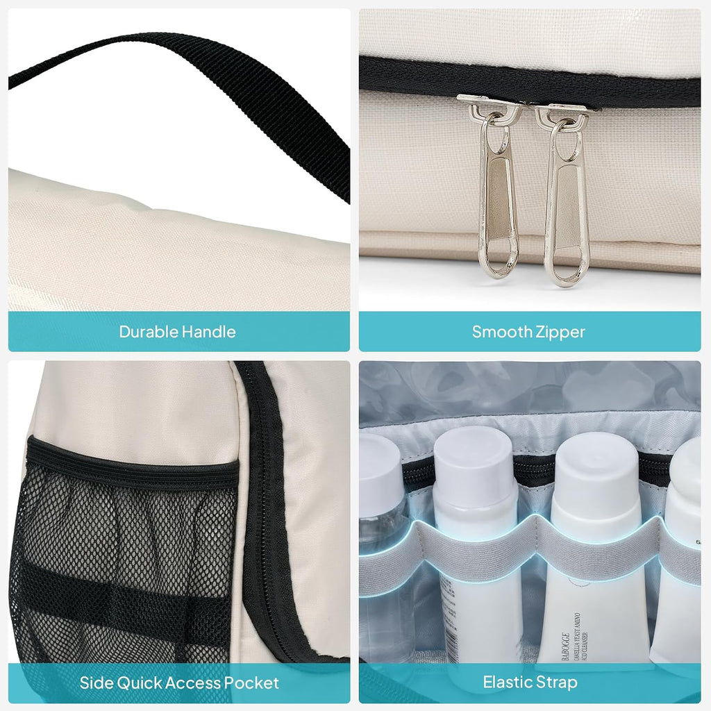 Travel Toiletry Bag for Women & Men, Waterproof Hanging Makeup Organizer