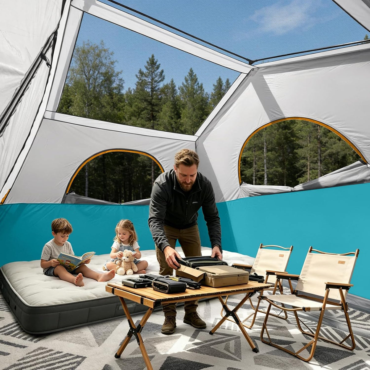 HG 6-8 Person Camping Tent Waterproof Family Cabin Tent for Camping