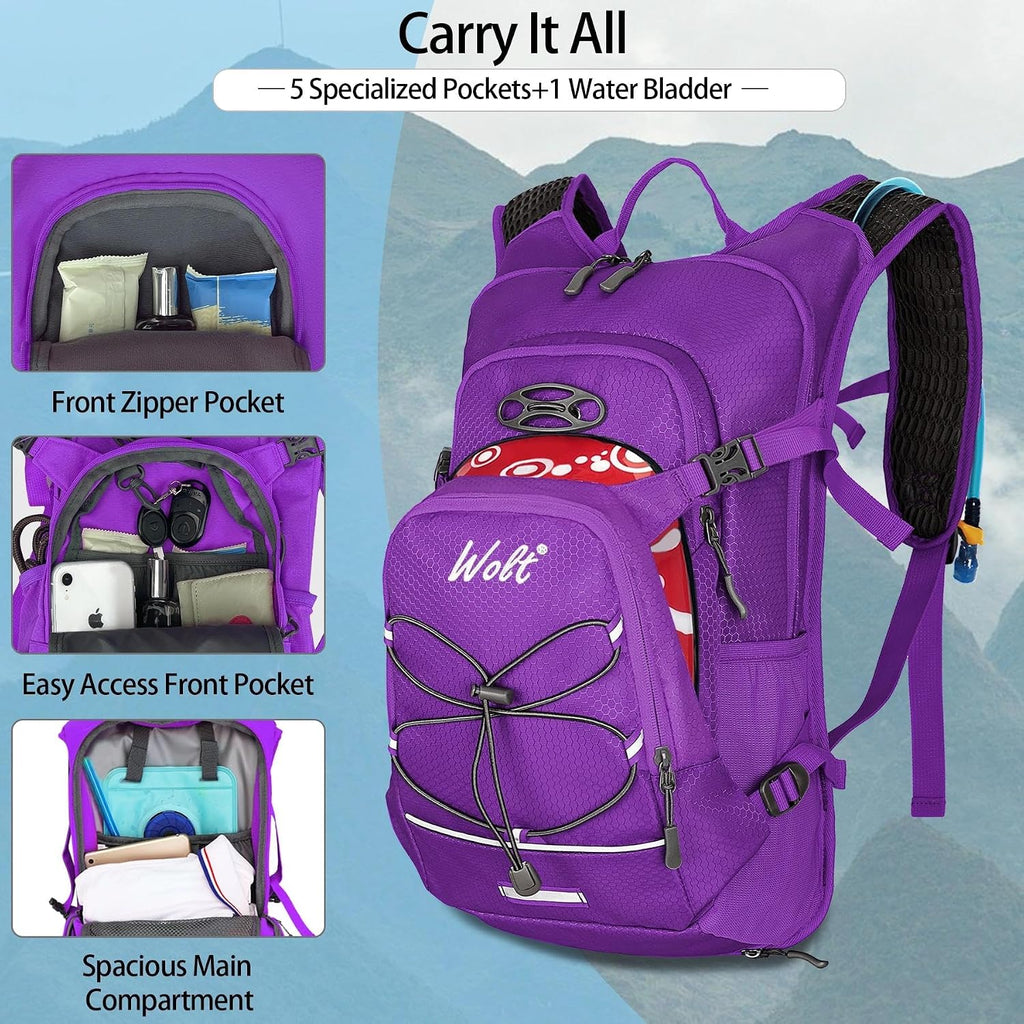 WOLT Hydration Backpack 18L Hiking Water Backpack with 2L Water Bladder for Men Women, Hydration Pack for Running Cycling Biking and Climbing