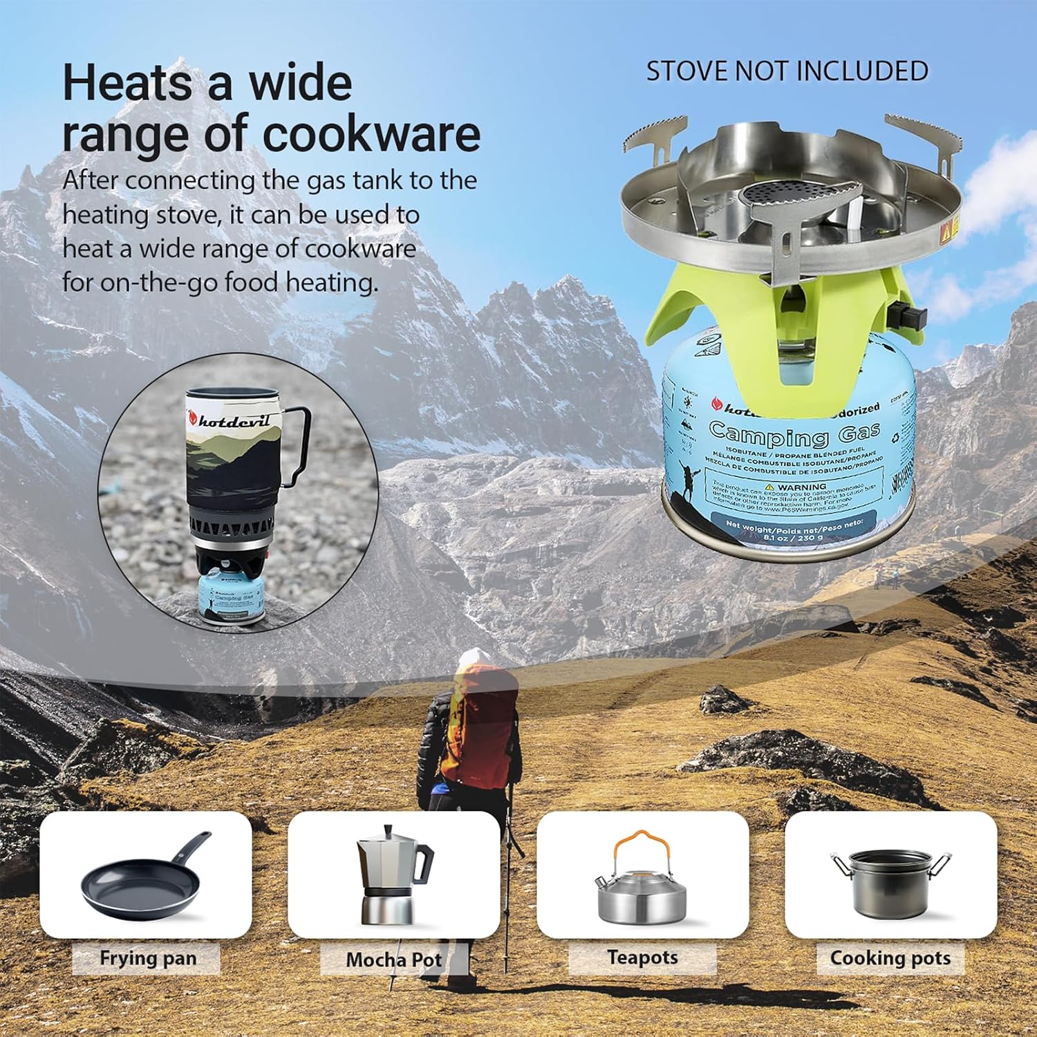 Hotdevil Isobutane Fuel Canister 230 Gram Camping Stove Fuel Butane Propane Blend Isobutane Fuel Canister Camping Fuel Gas Canister Suitable for All Seasons Efficient and High Output 8.1oz(6 Packs)