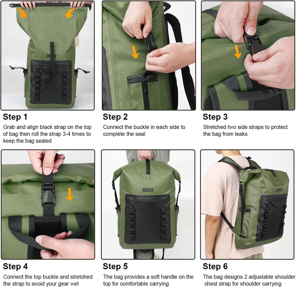 MIER Roll Top Waterproof Backpack Floating Dry Bag for Men Women