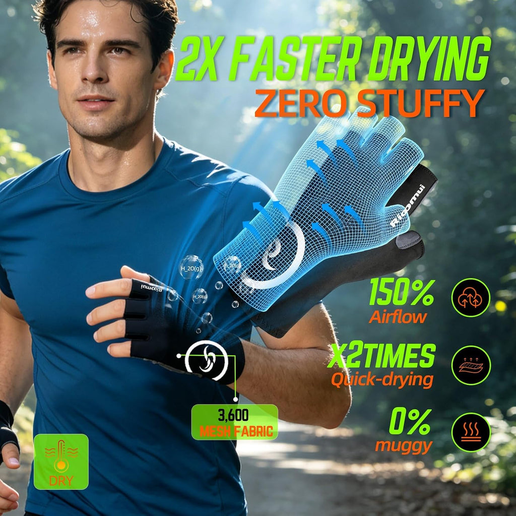 Bike Cycling Gloves for Men Women, 5mm Padded Half Finger Anti Slip