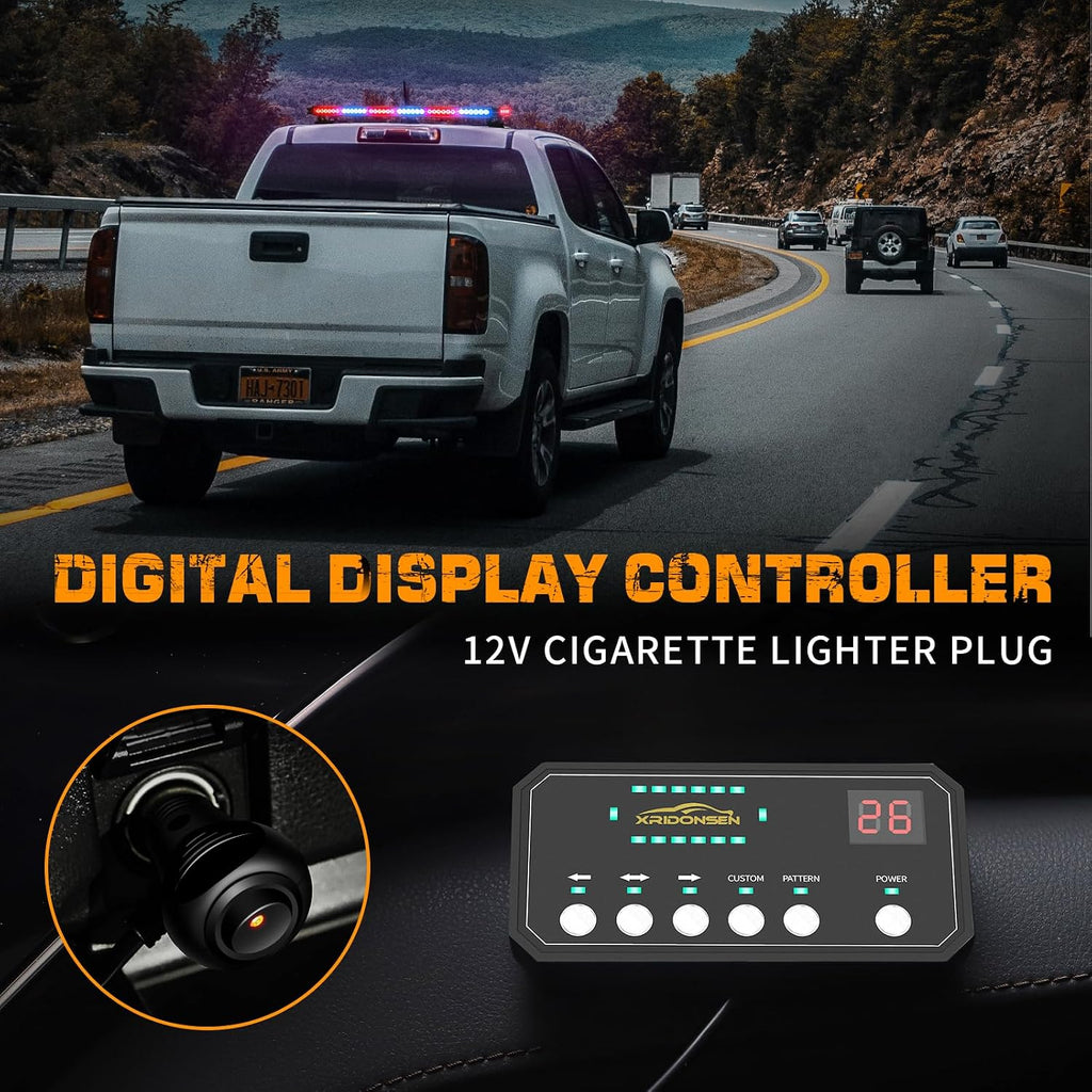 XRIDONSEN 28.4" 80 LED Roof Strobe Light Bar Top Magnetic Lights