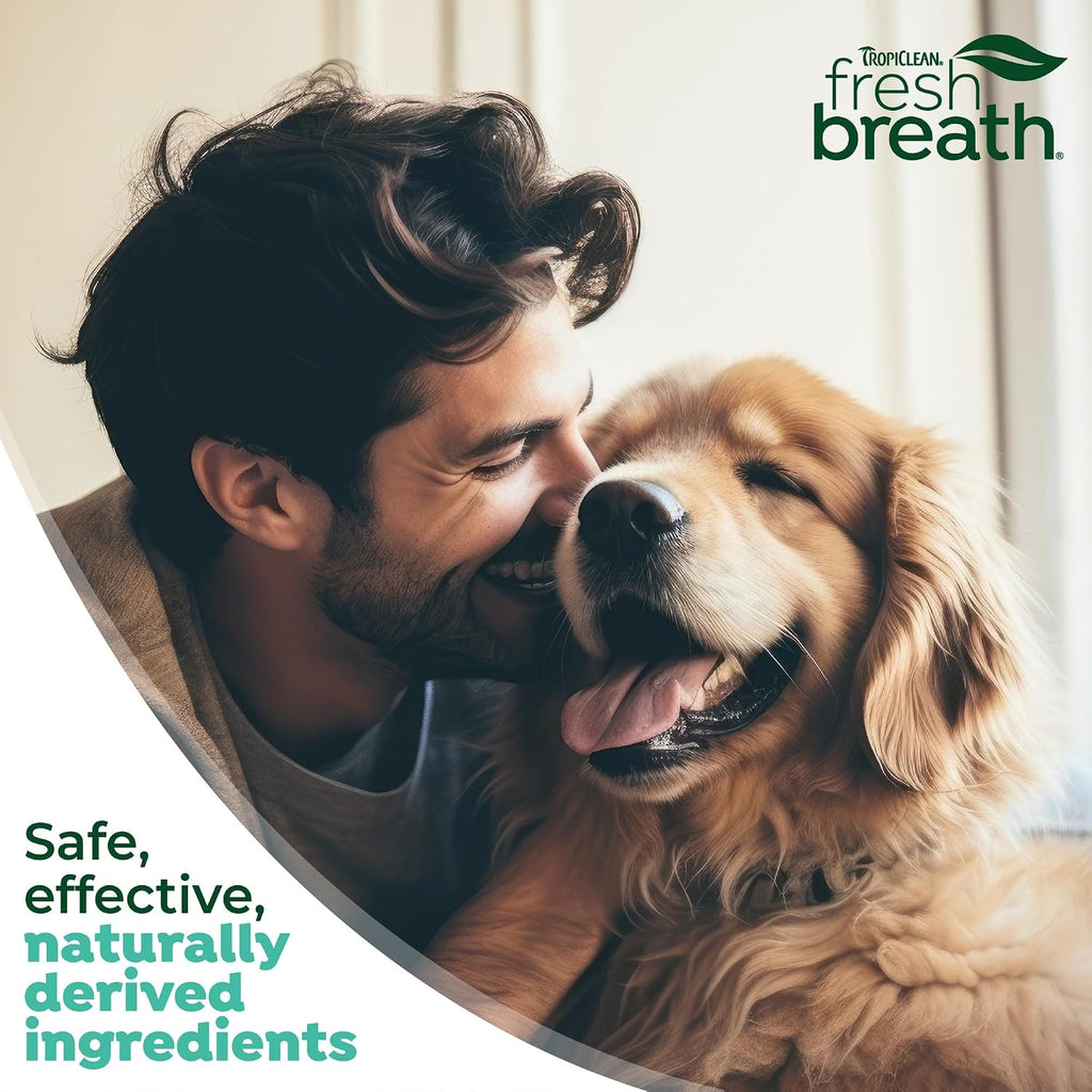 TropiClean Fresh Breath Dental Foam Spray for Dogs &amp; Cats | Quick Breath Freshener and Teeth Cleaning Solution | Made in The USA | 4.5oz.