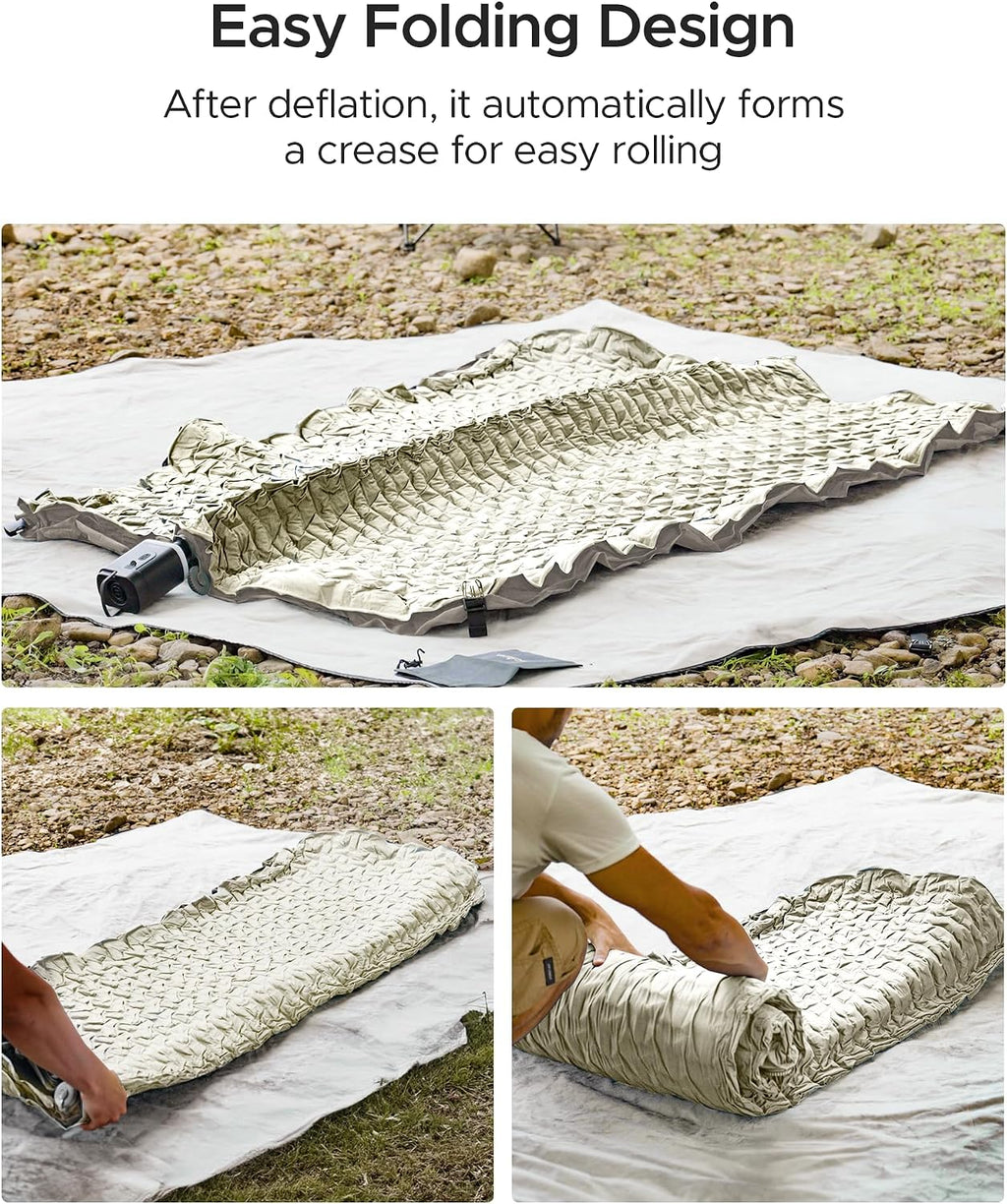 Acacia 4" Thick Self Inflating Sleeping Pad with Foam, Innovative Y-Shaped Telescopic Structure, Ultraportable Camping Air Mattress with Pump Sack, Easy Roll Up Sleep Bed for Travel Tent Car
