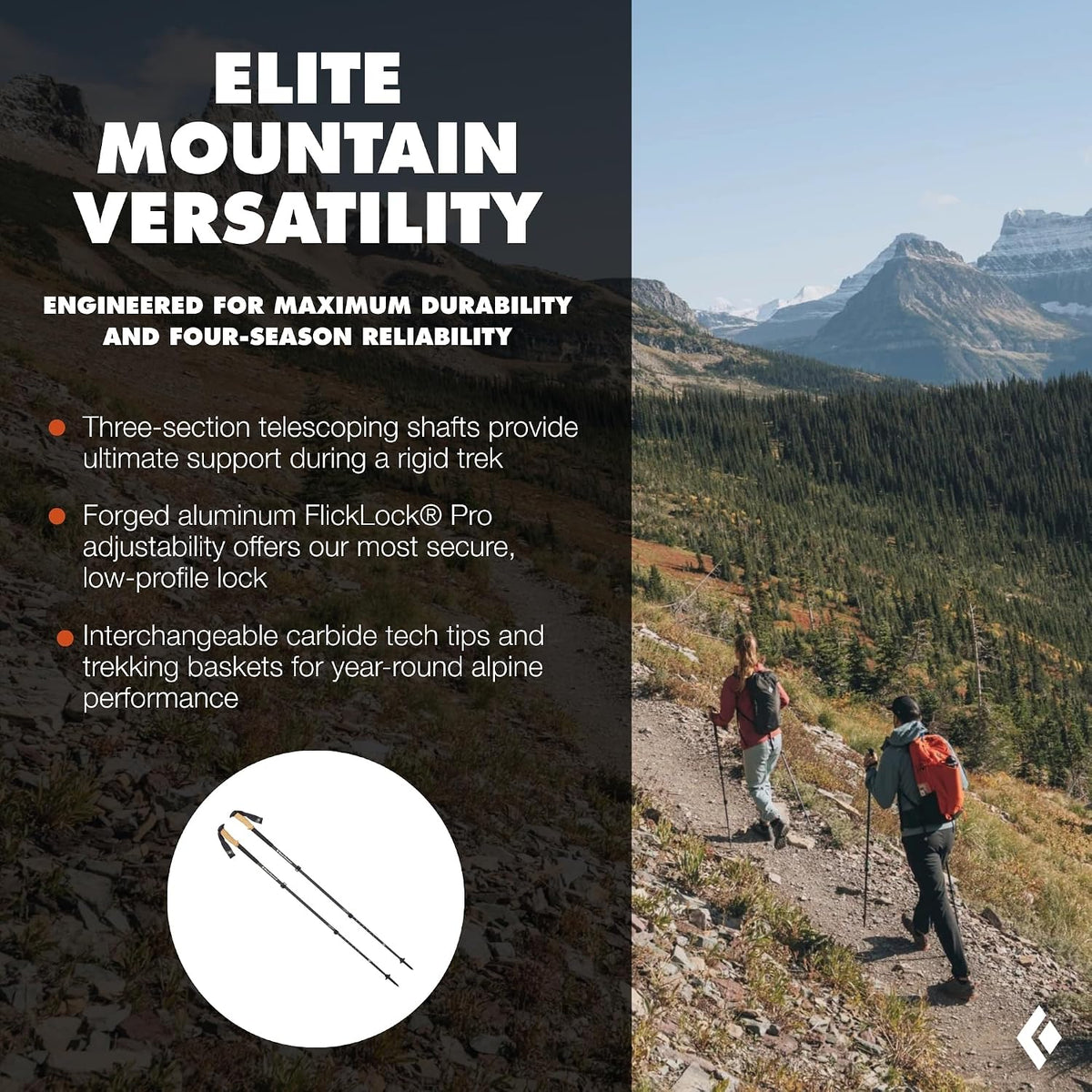 BLACK DIAMOND Alpine Carbon Cork Hiking Trekking Poles, Pair, Tundra