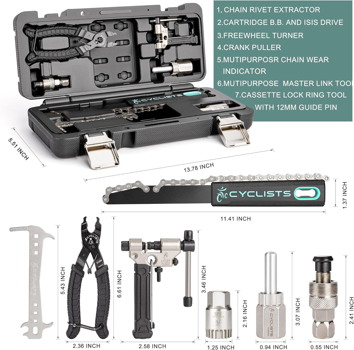 7 Piece Bike Tool Kit - Bike Tools Maintenance Repair Kit