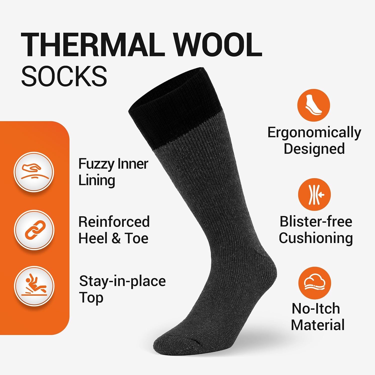 Alvada Mens Merino Wool Crew Socks Thermal and Warm Socks for Winter Work Hiking Running 3 Pairs