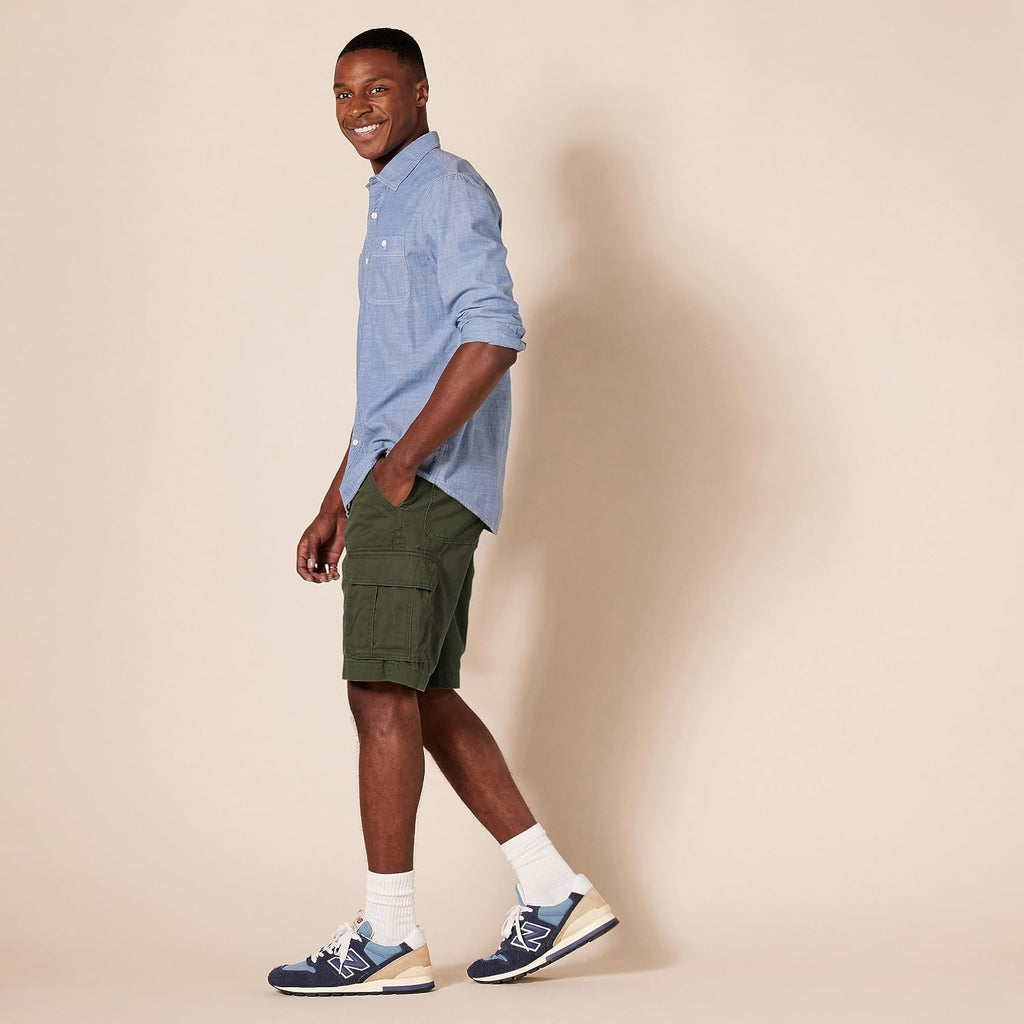 Amazon Essentials Men's 10" Classic-Fit Cotton Twill Cargo Shorts, Multiple Pockets (Available in Big & Tall)