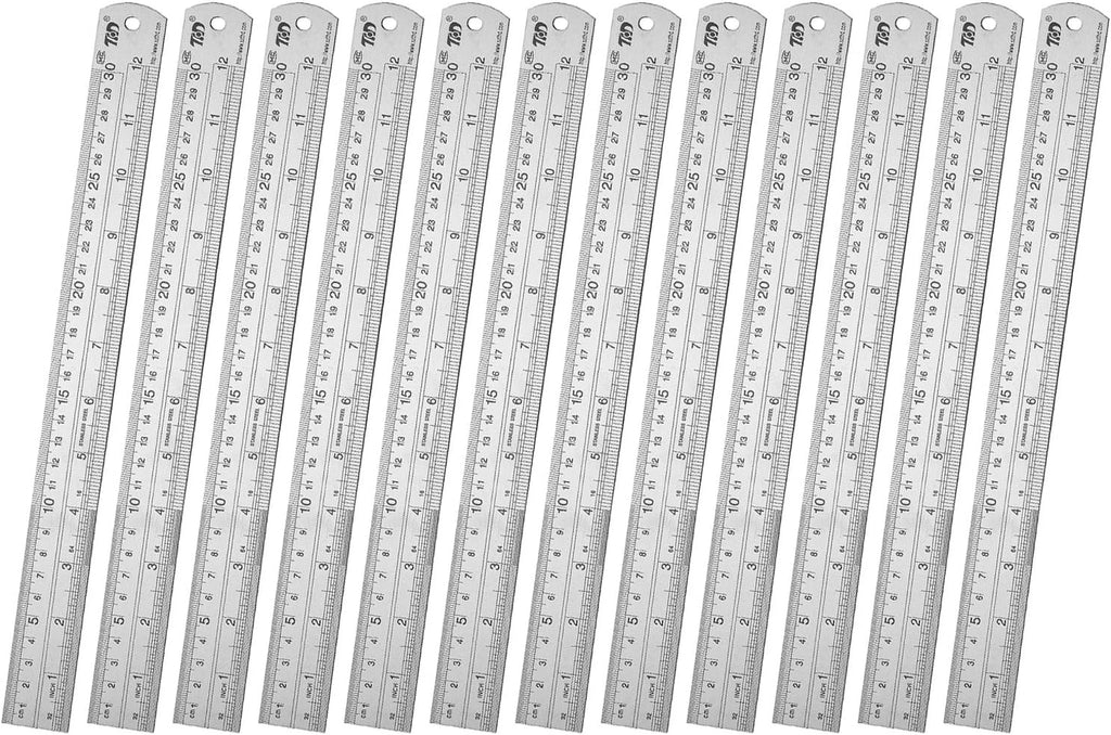 ZZTX Metal Ruler 12 Inches Stainless Steel 12 Pack