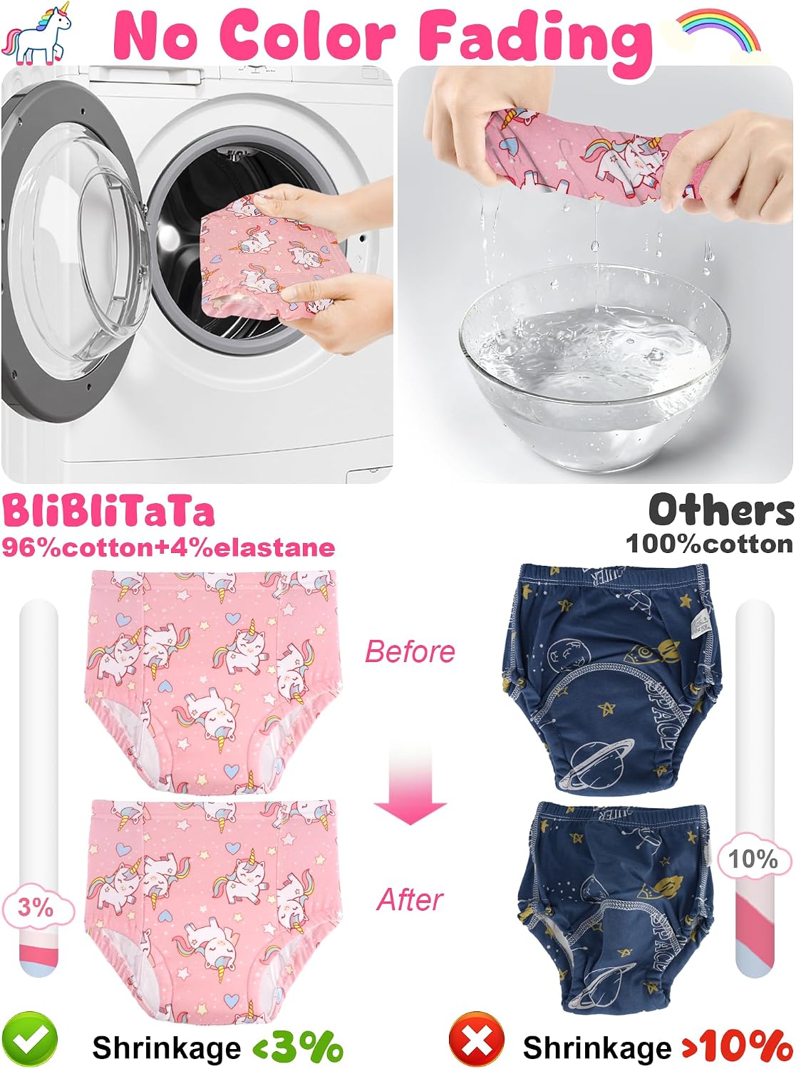 Potty Training Underwear Girls Toddler Pants Up Airy Flower Unicorn 4-5T