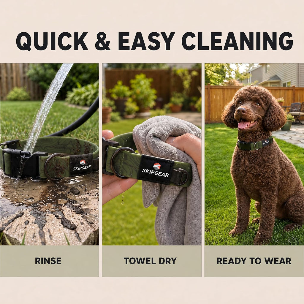 Waterproof Dog Collar, Odor-Resistant (Avocado Green, Small)