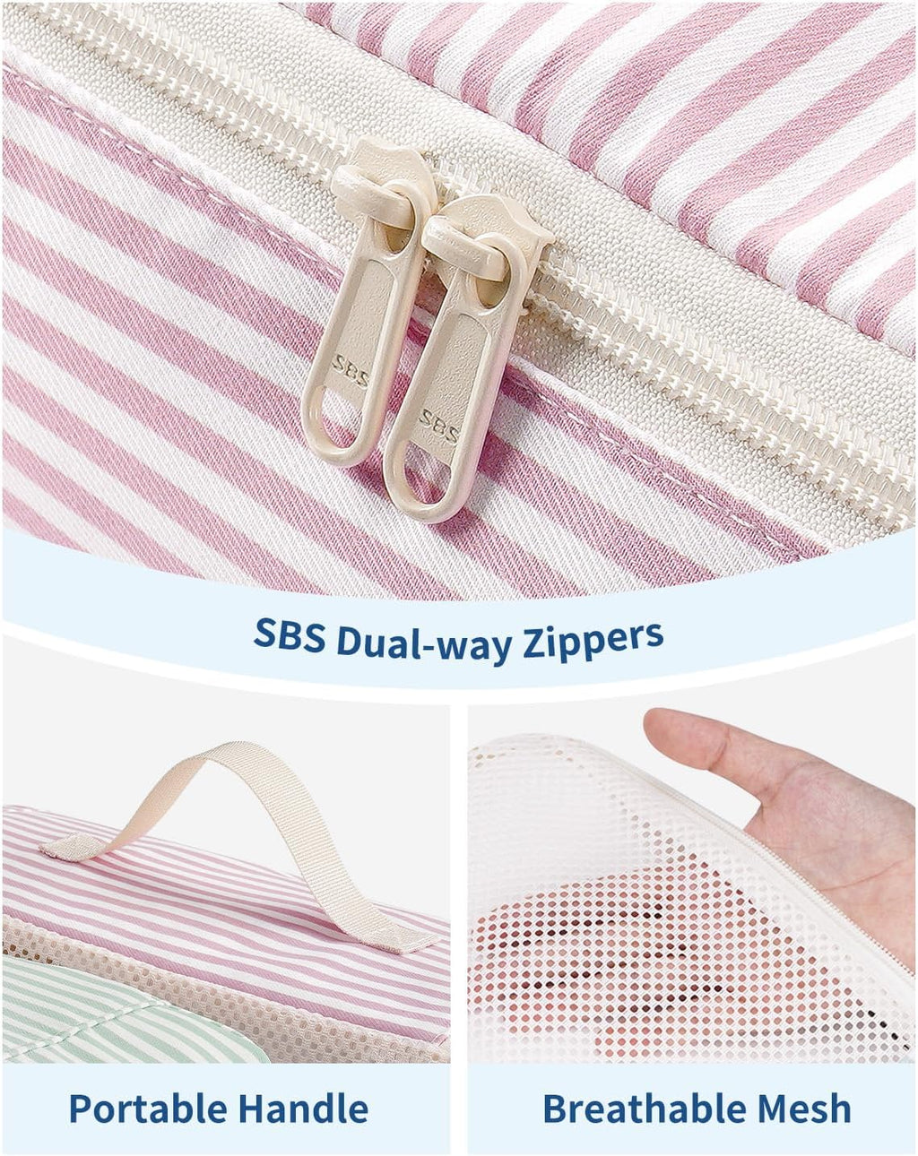 Narwey 7 Set Striped Packing Cubes for Travel, Luggage Organizer Bags, Durable Packing Organizers Bag for Travel Essentials Accessories (Stripe Combined)
