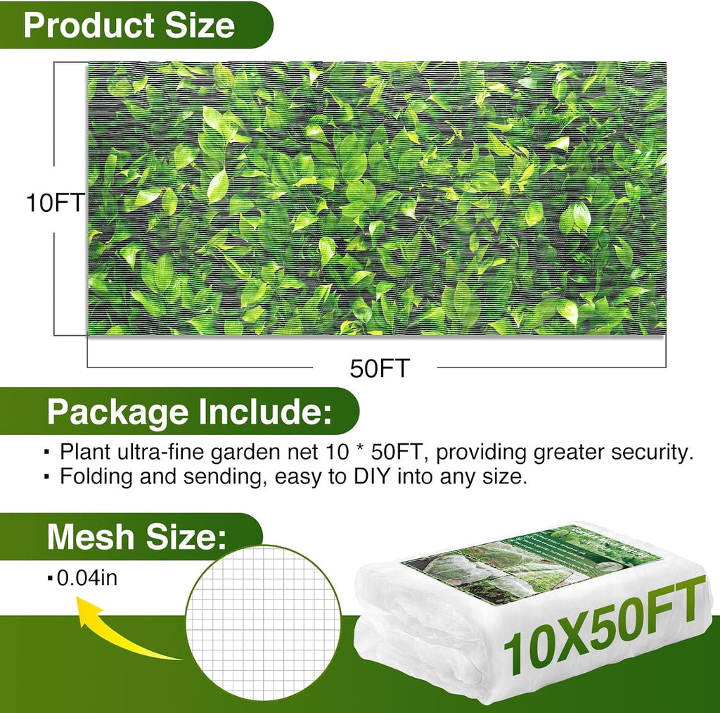 10 X 50FT Garden Mesh Netting Barrier,Fruit Tree Plant Netting