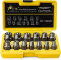 Topec 13+1 Piece Impact Bolt & Nut Remover Set, 3/8" Drive Bolt Extractor Socket Set, 8mm-19mm Stripped Lug Nut Remover, Twist Socket for Damaged, Rusted, Rounded Fasteners