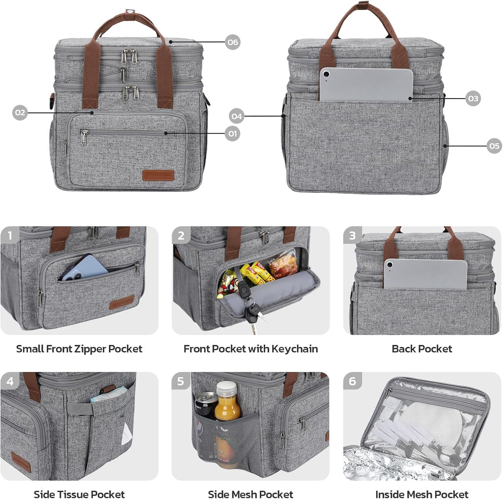 Maelstrom 23L Insulated Lunch Box, Expandable Double Deck Cooler Bag