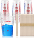 50 Pack Plastic Mixing Cups, 20 oz Measuring Cups with 50 Mixing Sticks