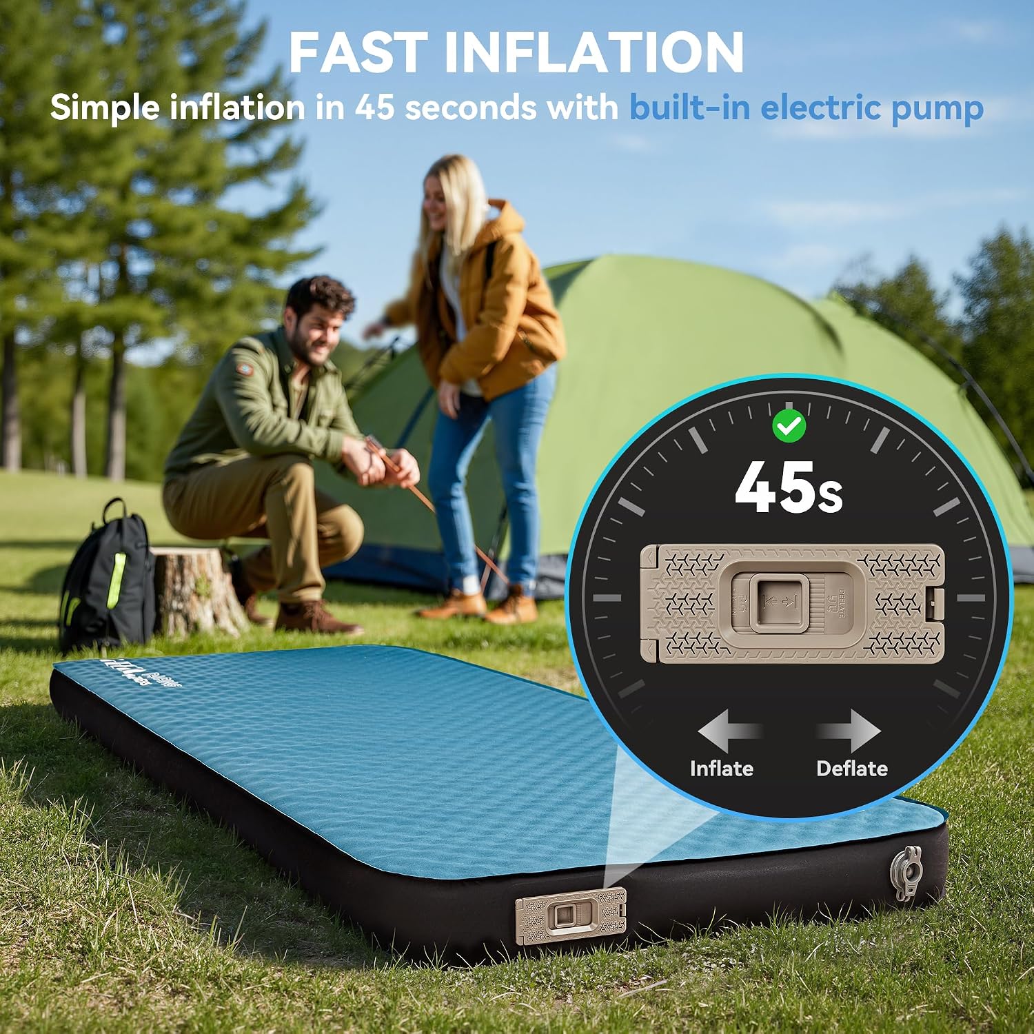 HEETA Self Inflating Sleeping Pad Mat Camping Mattress with Electric Pump