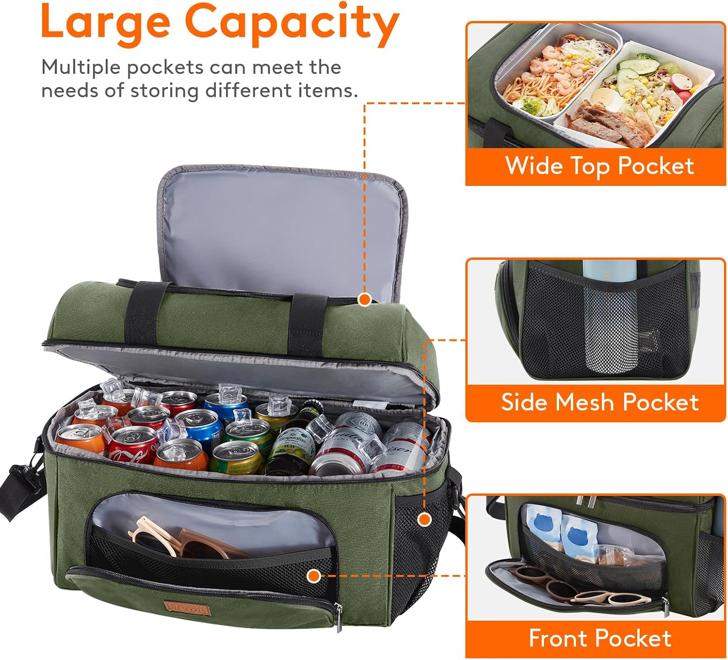Lifewit Insulated Cooler Bag, Large Leakproof Beach Cooler, Lightweight Portable Double Layer Soft-Sided Travel Ice Chest for Camping, Kayaking, Road Trips, Grocery Shopping
