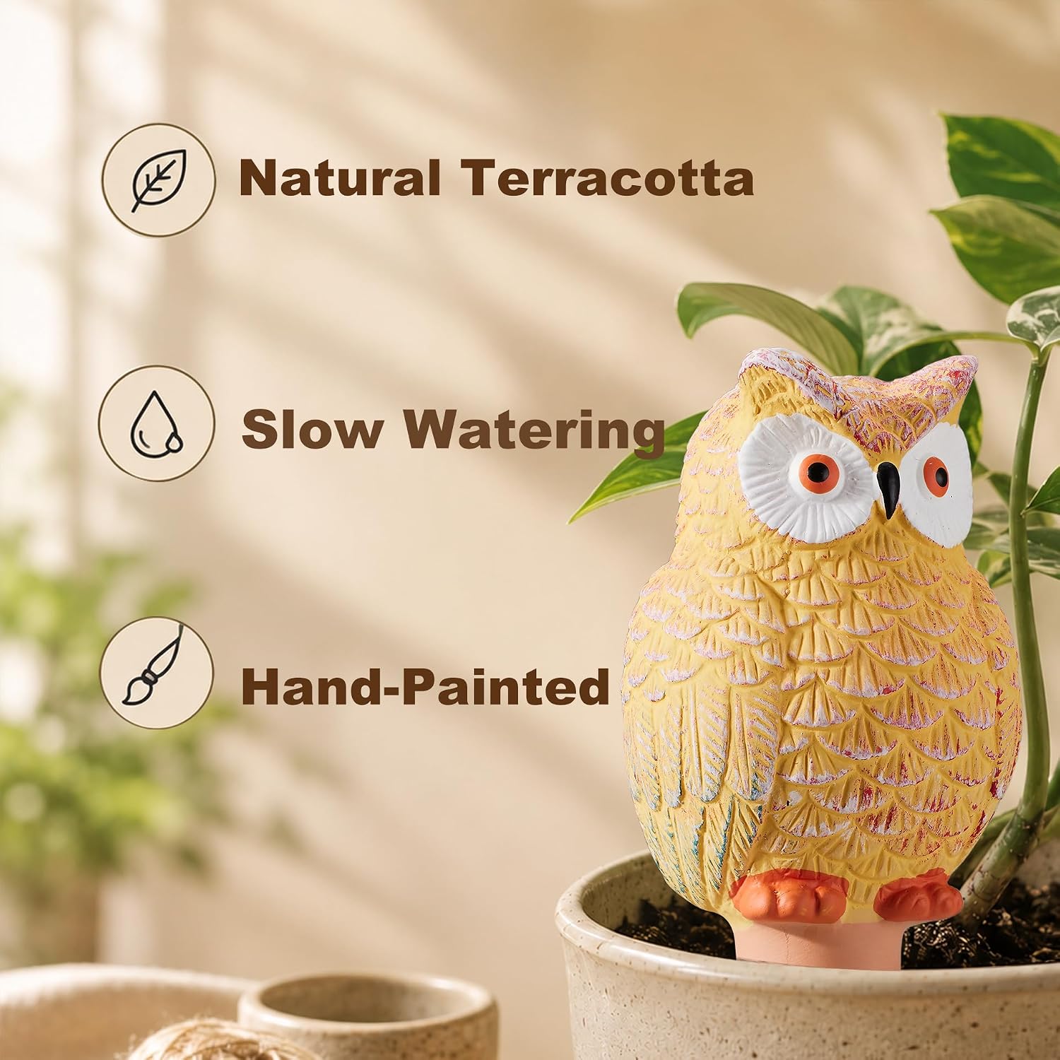 YesWhat Terracotta Watering Spikes Slow Release Watering Stakes 4-Pack
