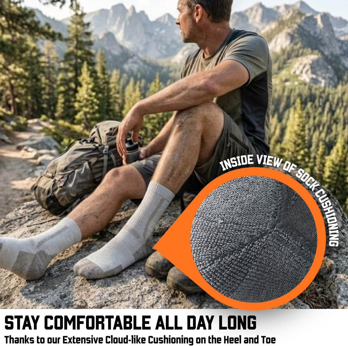 Bamboo Rayon Crew Hiking Socks | Premium Anti-Blister Warm Breathable | Cushioned for Sports | Men Women | 3 Pack